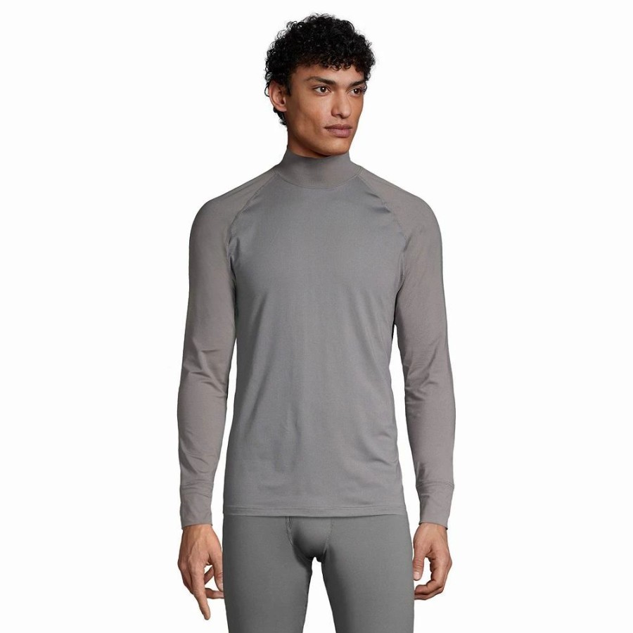 Underwear * | Men'S Lands' End Stretch Thermaskin Long Underwear Mockneck Base Layer Top