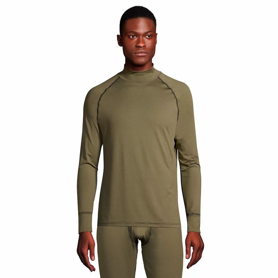 Underwear * | Men'S Lands' End Stretch Thermaskin Long Underwear Mockneck Base Layer Top