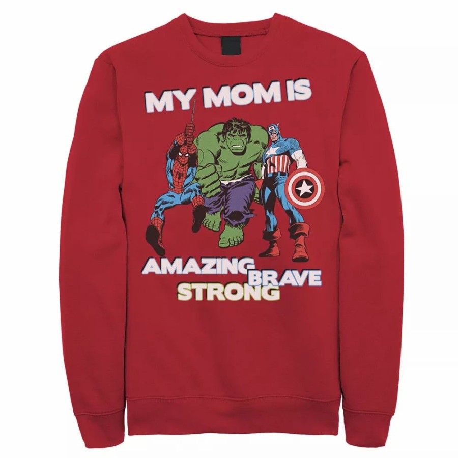 Tops * | Men'S Marvel Avengers My Mom Is Amazing Brave Strong Sweatshirt