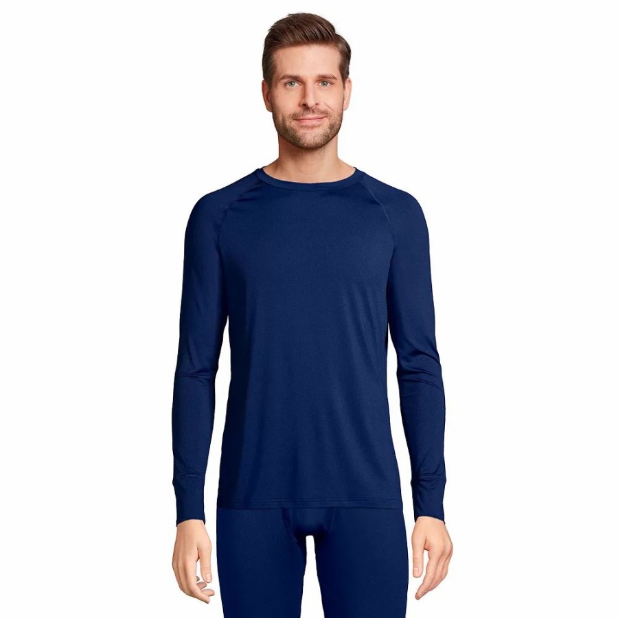 Underwear * | Big & Tall Lands' End Stretch Thermaskin Long Underwear Crewneck Base Layer Top