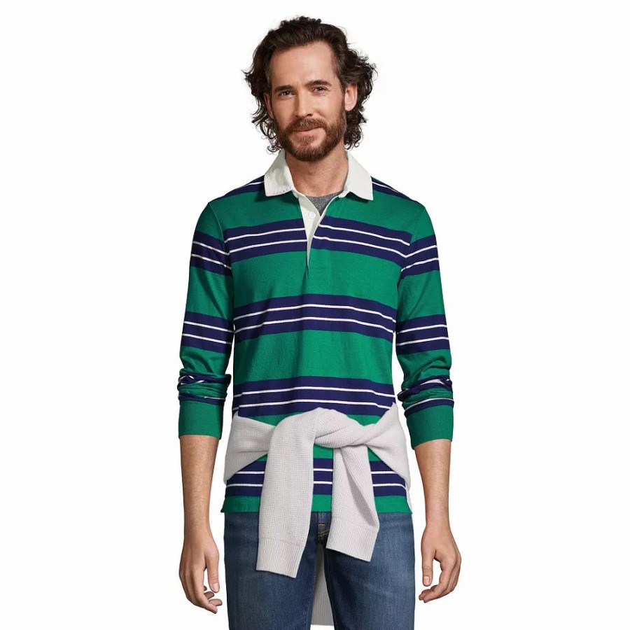 Tops * | Men'S Lands' End Striped Rugby Shirt