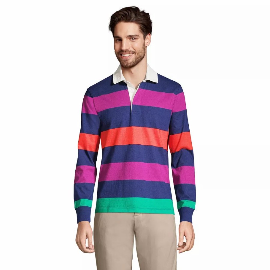 Tops * | Men'S Lands' End Striped Rugby Shirt