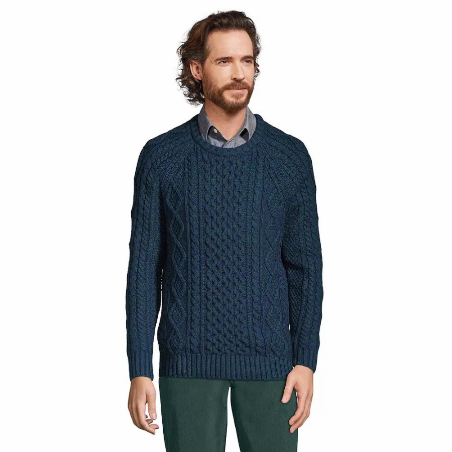 Tops * | Men'S Lands' End Cable-Knit Sweater