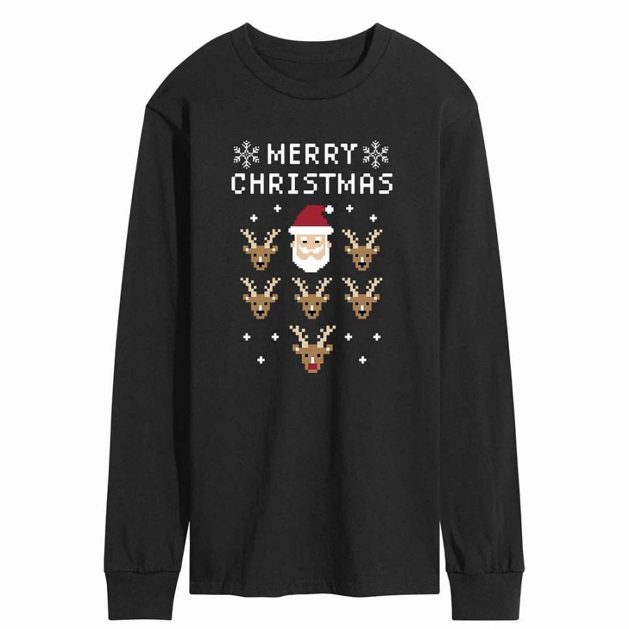 Tops * | Men'S 8 Bit Santa And Reindeer Tee