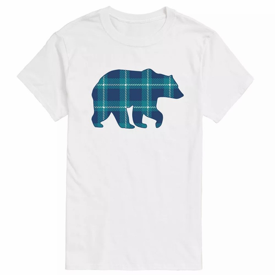 Tops * | Big & Tall Navy Plaid Bear Tee