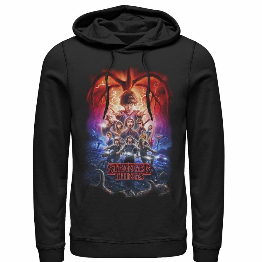 Tops * | Men'S Netflix Stranger Things Group Shot Poster Fade Hoodie