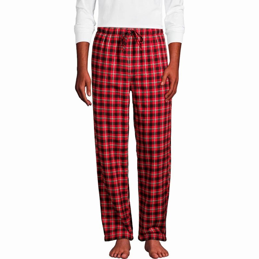 Sleepwear * | Men'S Lands' End Plaid Sherpa-Lined Flannel Pajama Pants