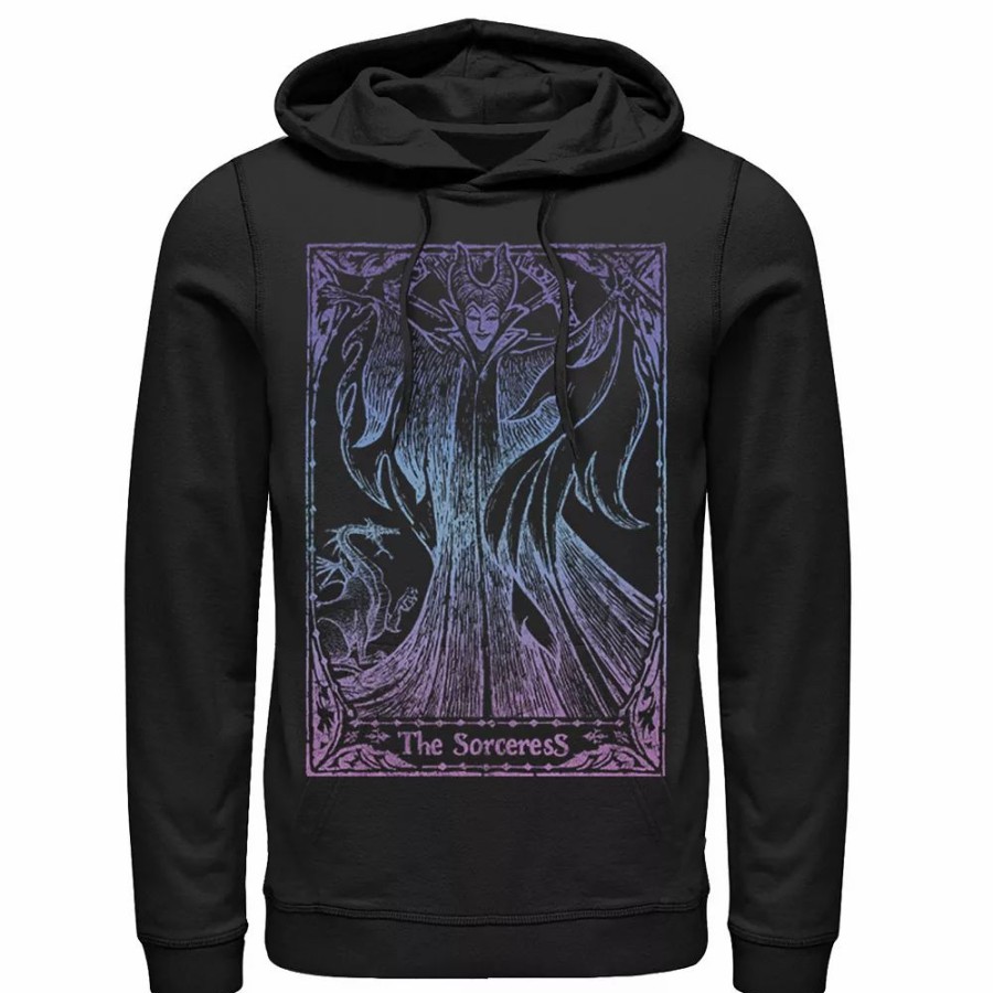 Tops * | Men'S Disney Sleeping Beauty Maleficent Tarot Poster Hoodie