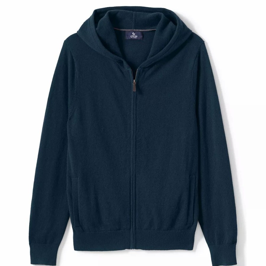 Tops * | Men'S Lands' End Cashmere Full-Zip Sweater Hoodie