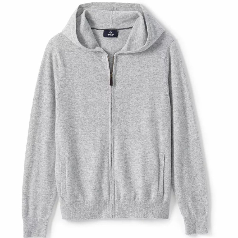 Tops * | Men'S Lands' End Cashmere Full-Zip Sweater Hoodie