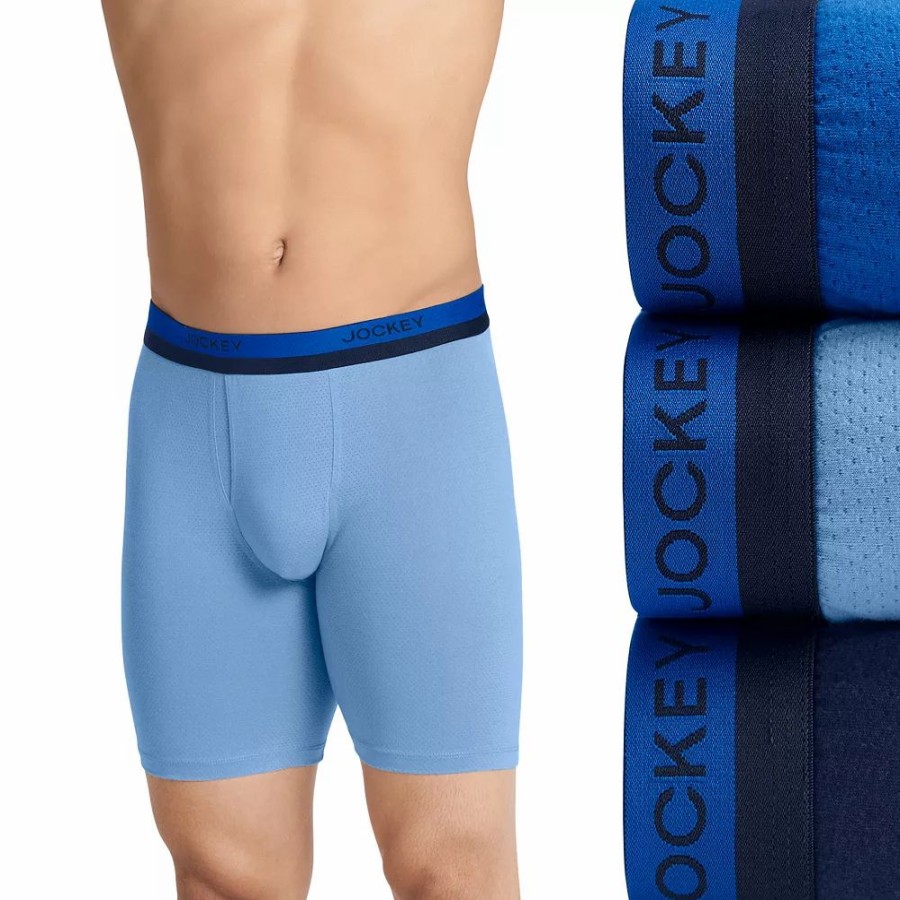 Underwear * | Men'S Jockey Ultimate Breathe 3-Pack Long-Leg Boxer Briefs