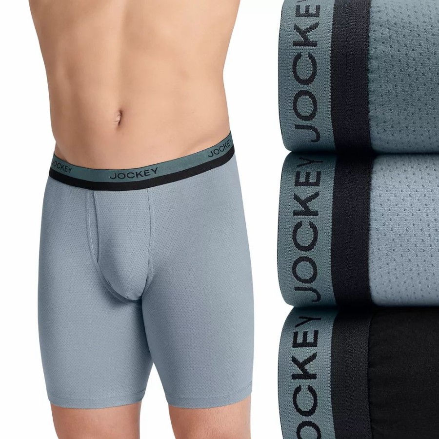 Underwear * | Men'S Jockey Ultimate Breathe 3-Pack Long-Leg Boxer Briefs