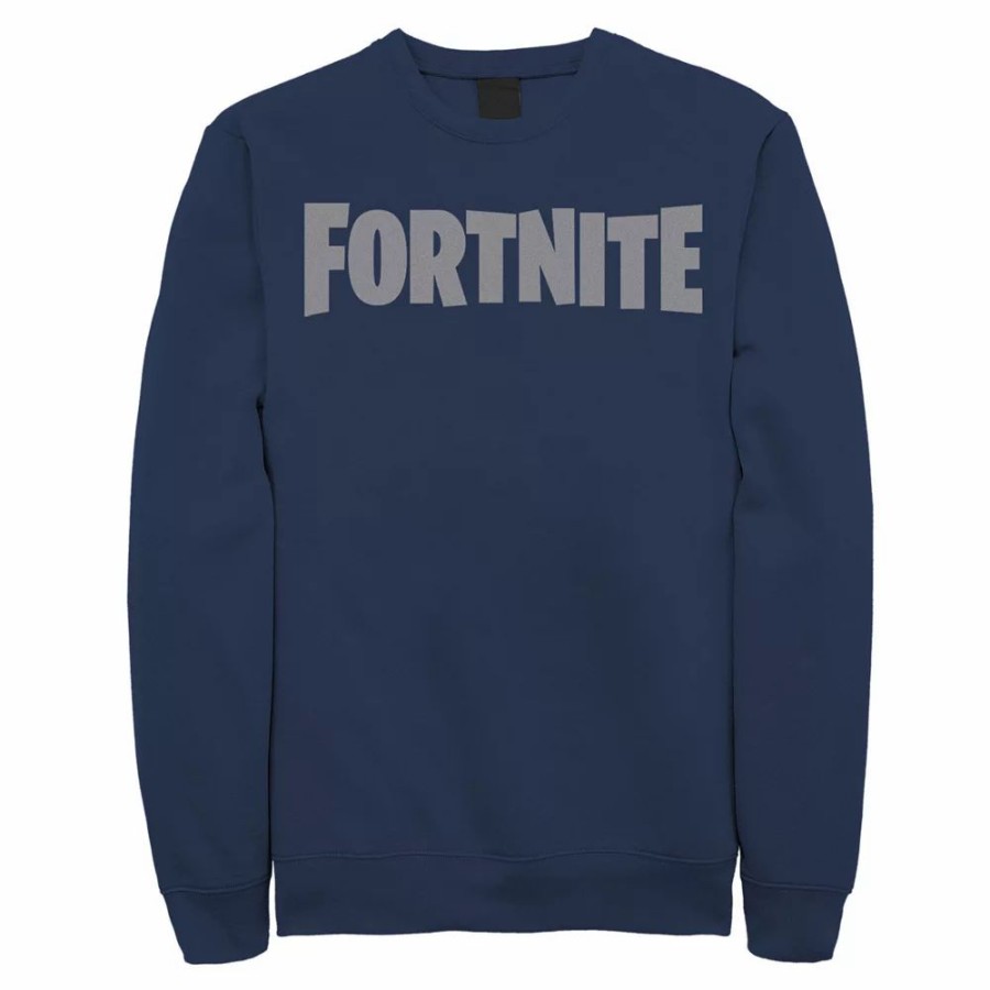 Tops * | Men'S Fortnite Greyscale Simple Logo Sweatshirt