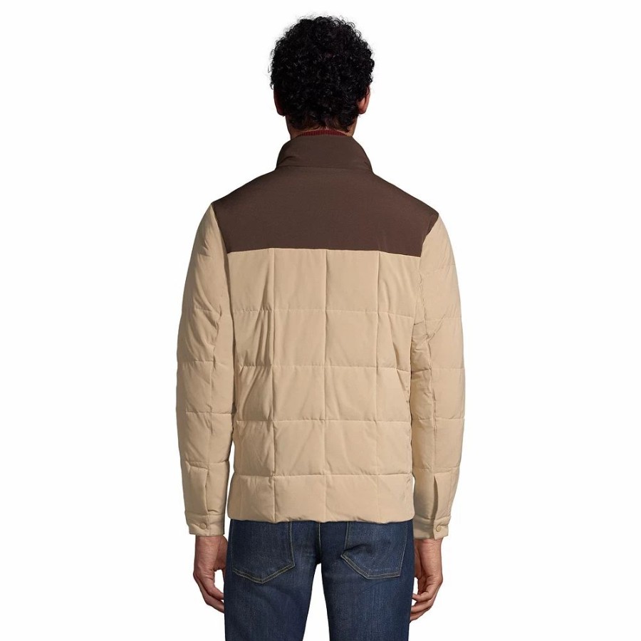 Outerwear * | Big & Tall Lands' End Quilted Stretch Down Jacket Beige