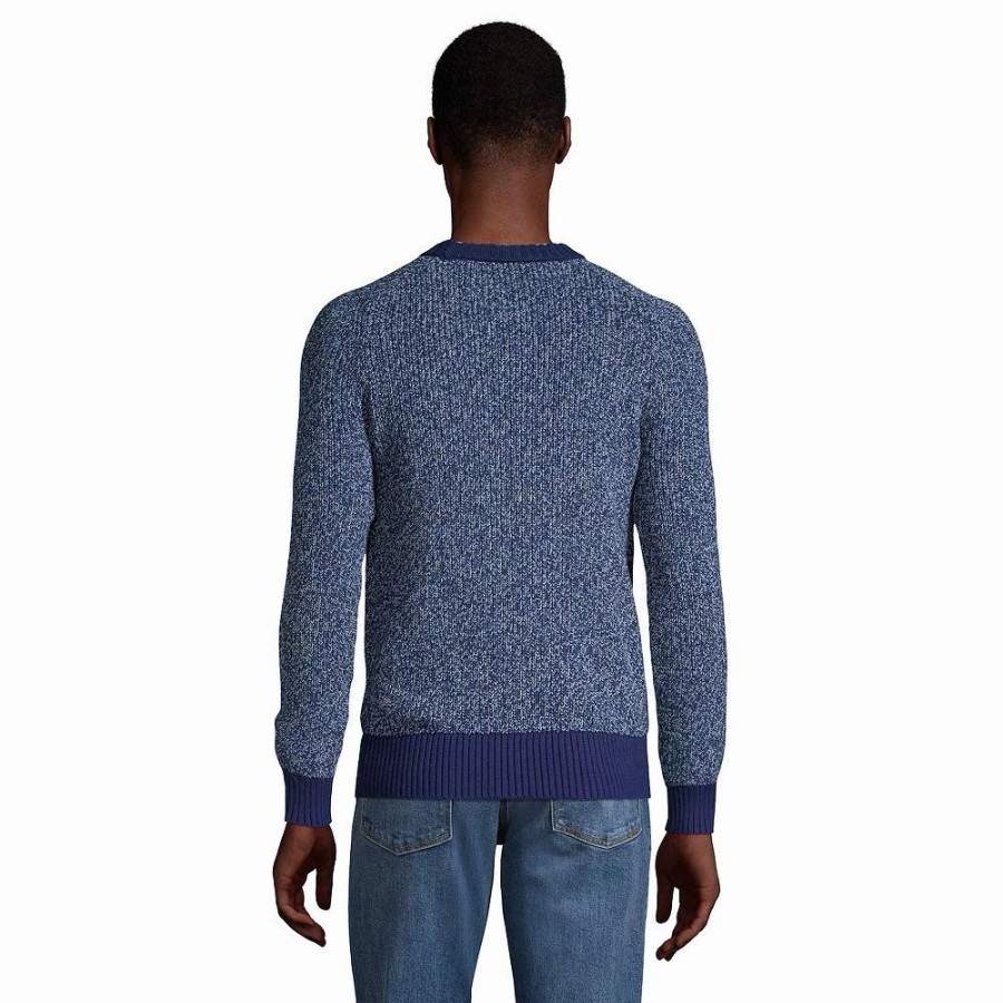 Tops * | Big & Tall Lands' End Classic Drifter Shaker Sweater Navy Founders Stripe