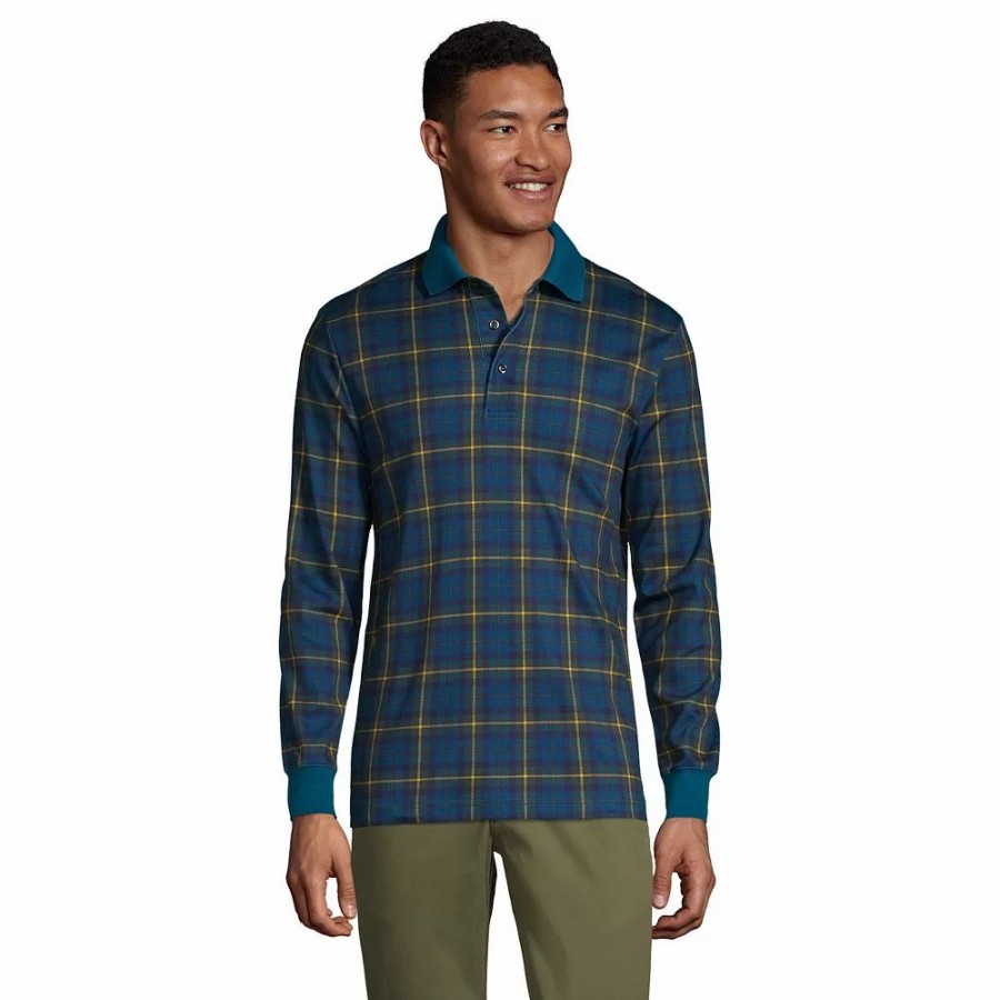 Tops * | Big & Tall Lands' End Patterned Super Soft Supima Polo