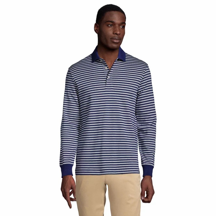 Tops * | Big & Tall Lands' End Patterned Super Soft Supima Polo