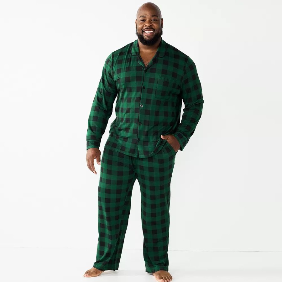 Sleepwear * | Big & Tall Jammies For Your Families Beary Cool Buffalo Check Pajama Set By Cuddl Duds