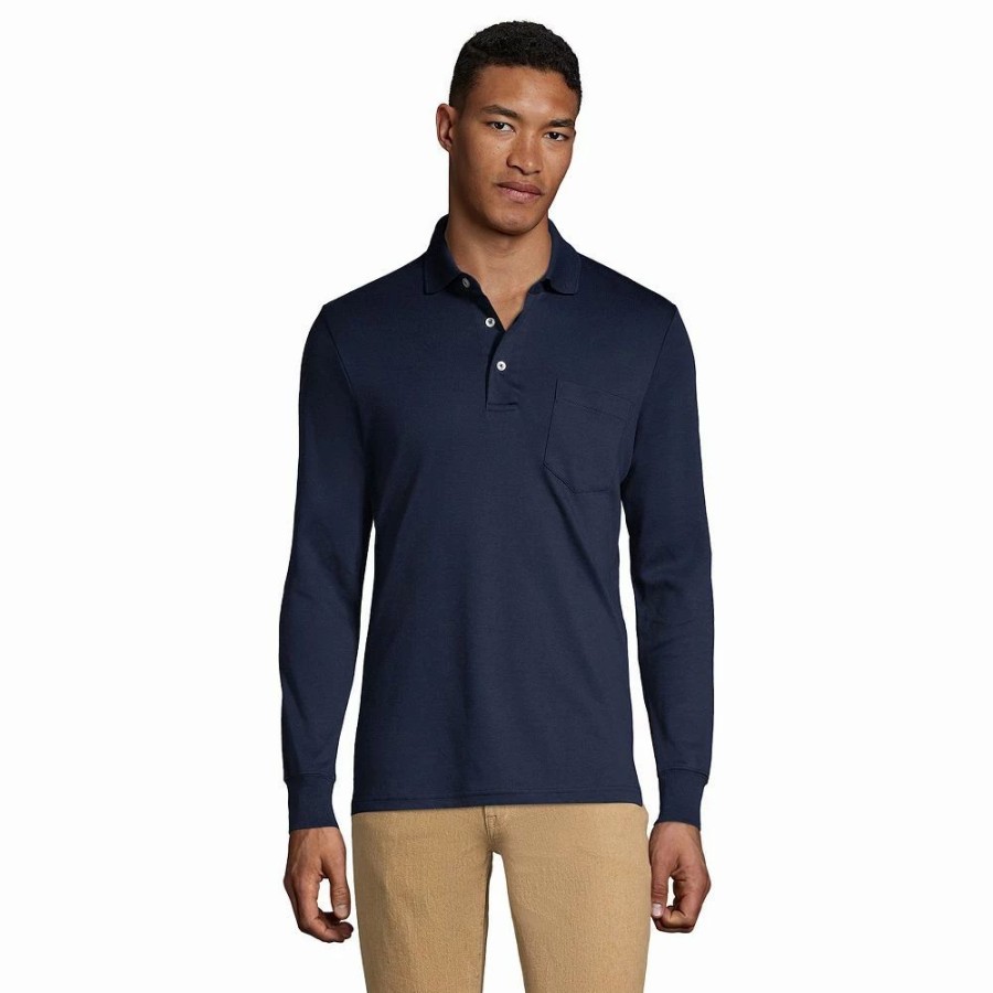 Tops * | Big & Tall Lands' End Super Soft Classic-Fit Supima Pocket Polo