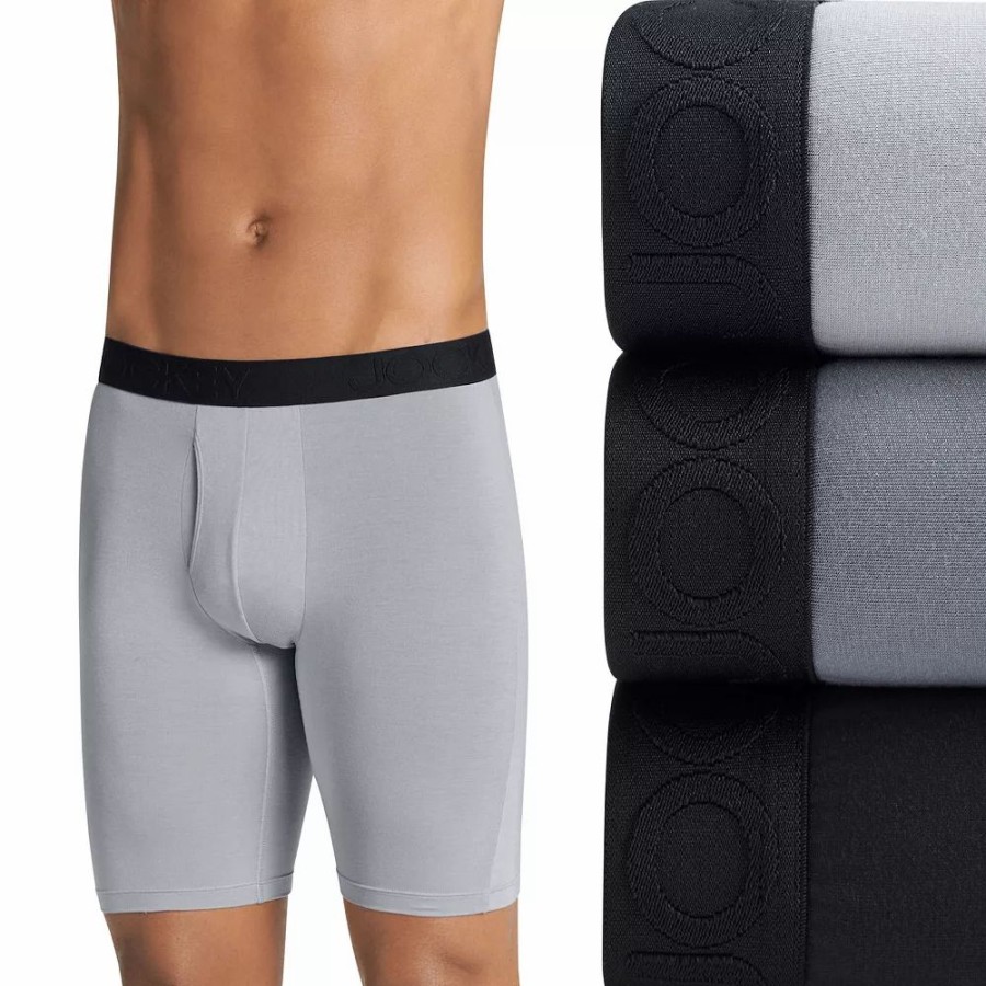 Underwear * | Men'S Jockey 3-Pack Active Ultra-Soft Long-Leg Boxer Briefs