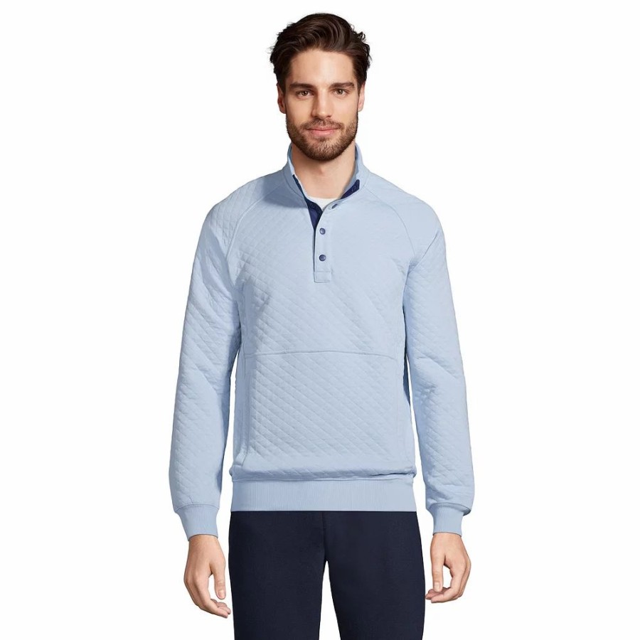 Tops * | Men'S Lands' End Quilted Snap-Front Mockneck Top