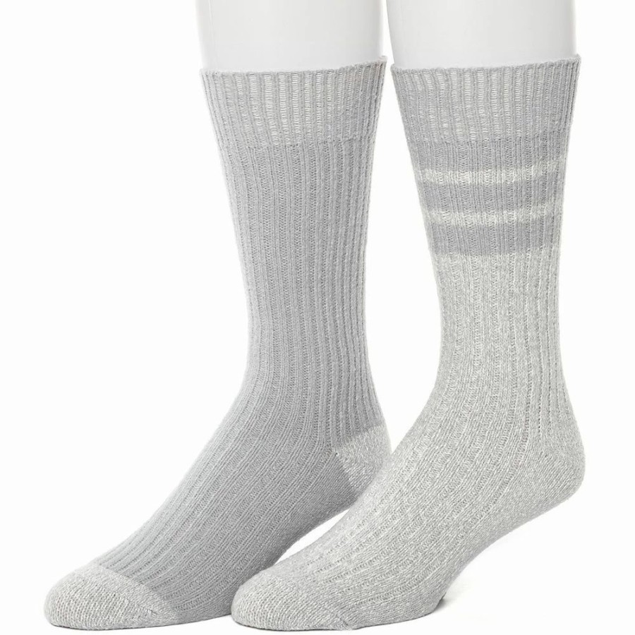 Socks & Hosiery * | Men'S Climatesmart By Cuddl Duds 2-Pack Sports Stripe Crew Socks