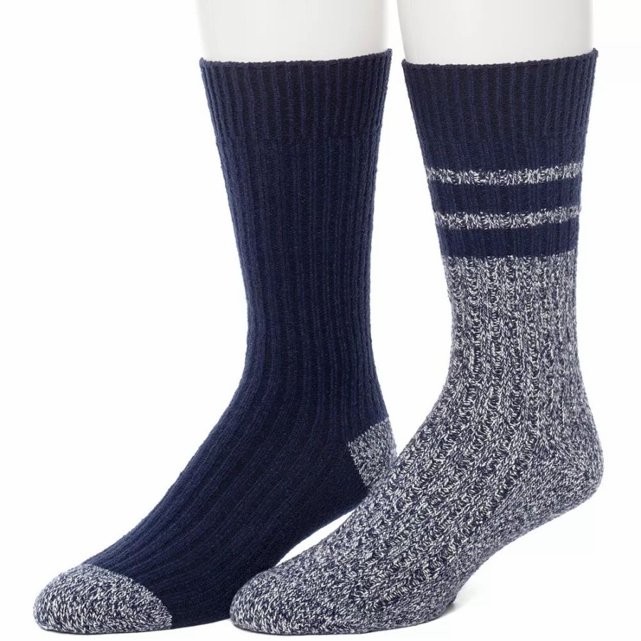 Socks & Hosiery * | Men'S Climatesmart By Cuddl Duds 2-Pack Sports Stripe Crew Socks