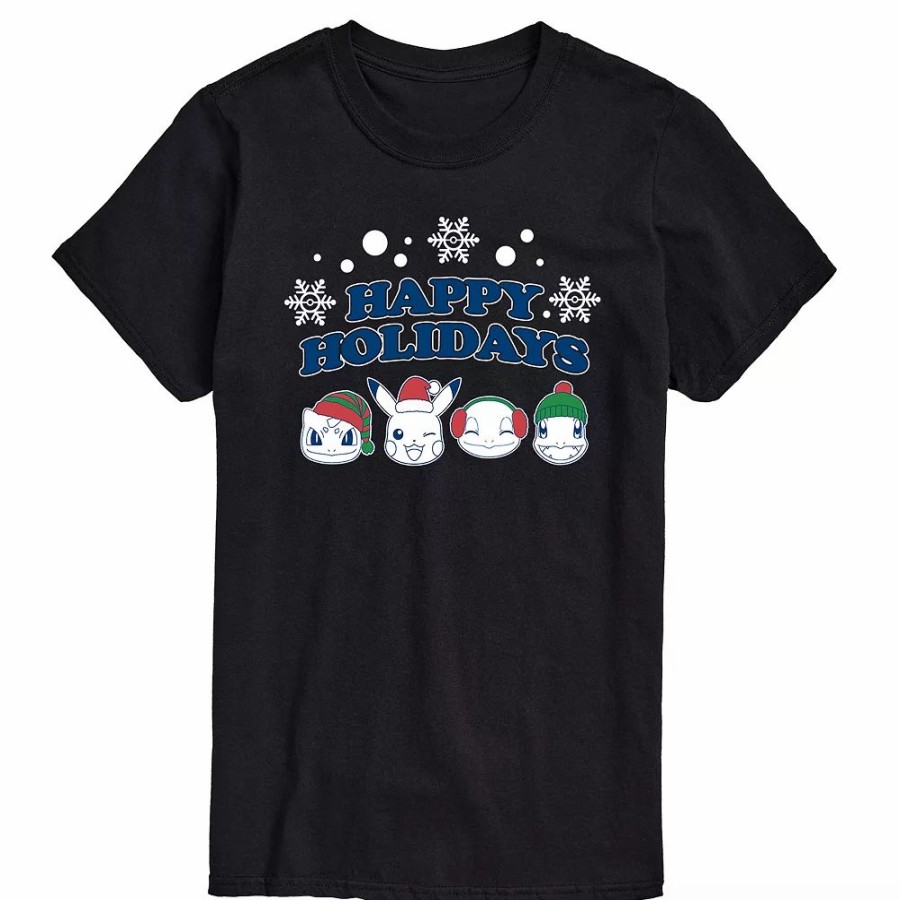 Tops * | Big & Tall Pokemon Happy Holidays Tee