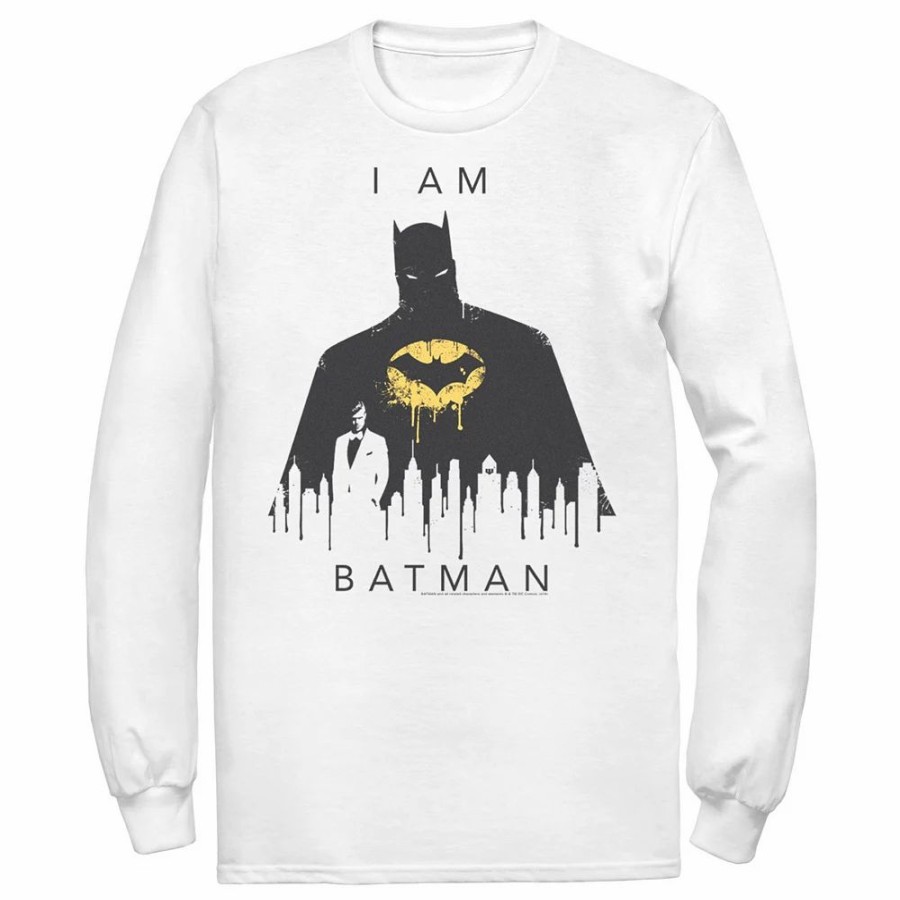 Tops * | Men'S Dc Comics I Am Batman Skyline Poster Tee