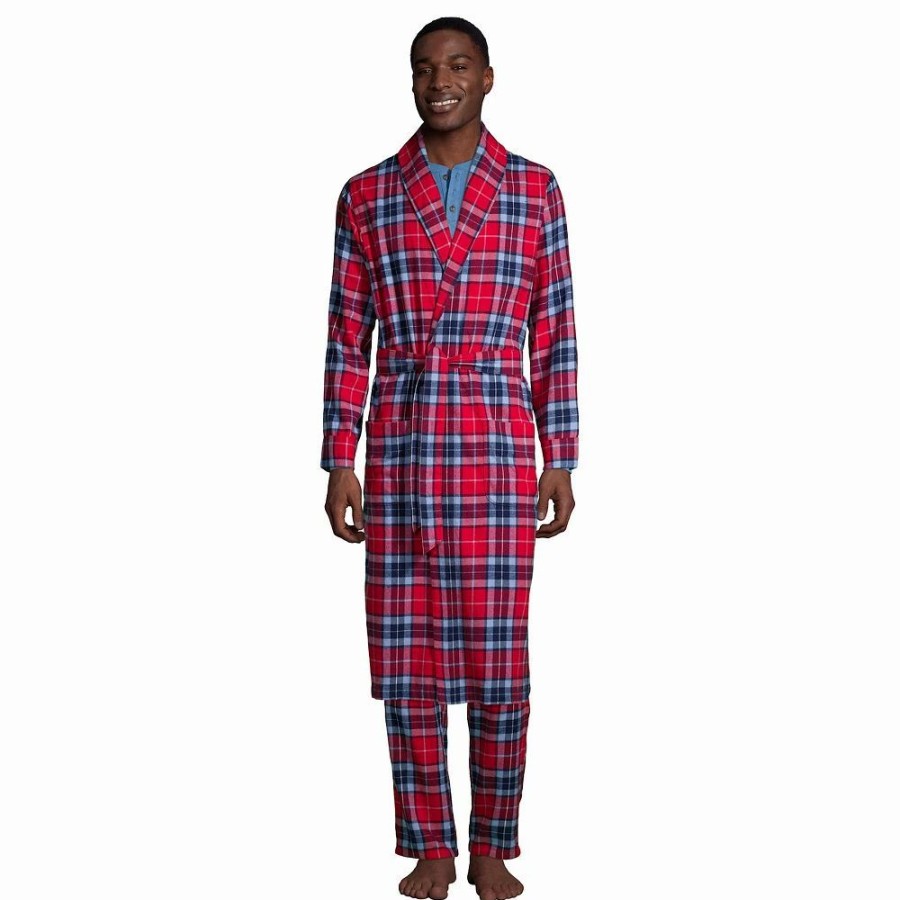 Sleepwear * | Men'S Lands' End Flannel Robe