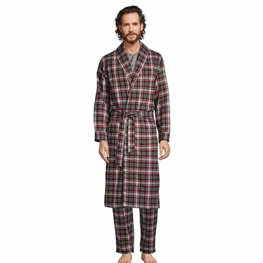 Sleepwear * | Men'S Lands' End Flannel Robe