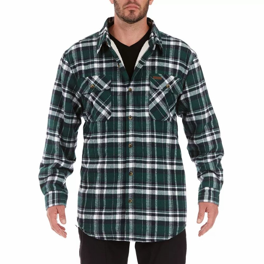 Tops * | Men'S Smith'S Workwear Plaid Sherpa-Lined Cotton Flannel Shirt Jacket