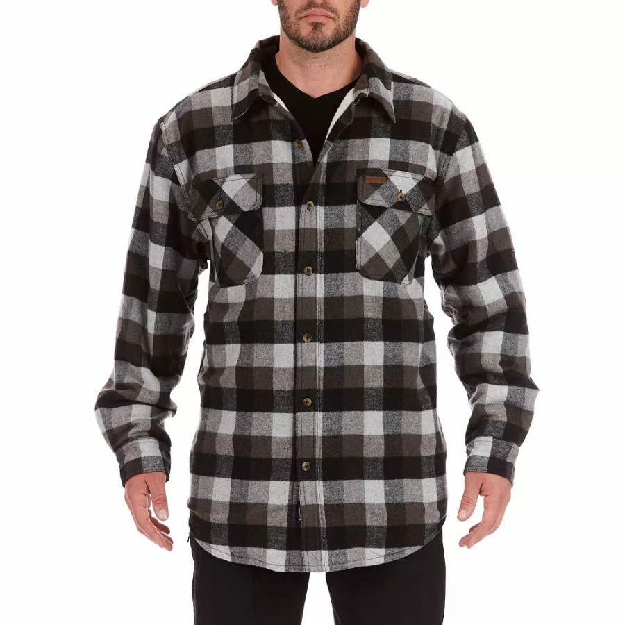 Tops * | Men'S Smith'S Workwear Plaid Sherpa-Lined Cotton Flannel Shirt Jacket