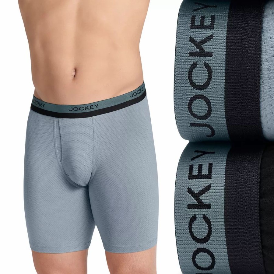 Underwear * | Big & Tall Jockey Ultimate Breathe Big Man 2-Pack Long-Leg Boxer Briefs