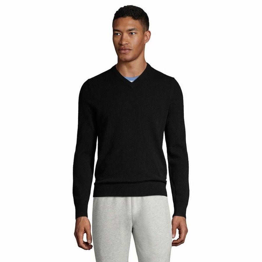 Tops * | Big & Tall Lands' Fine Gauge Cashmere V-Neck Sweater