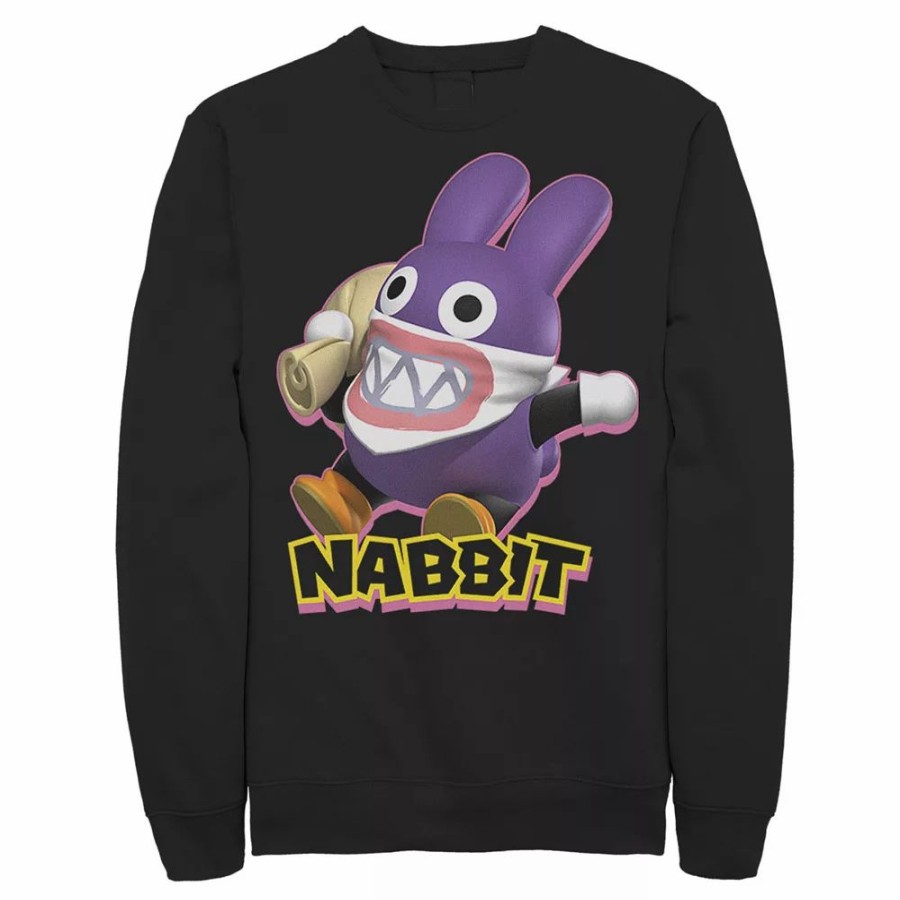 Tops * | Men'S Nintendo Super Mario Nabbit Action Pose Portrait Logo Sweatshirt