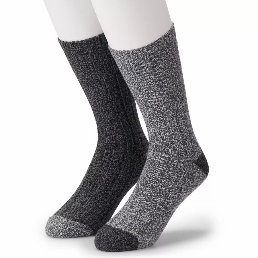 Socks & Hosiery * | Cuddl Duds Socks For Men 2-Pack Twist Ribbed Crew Socks