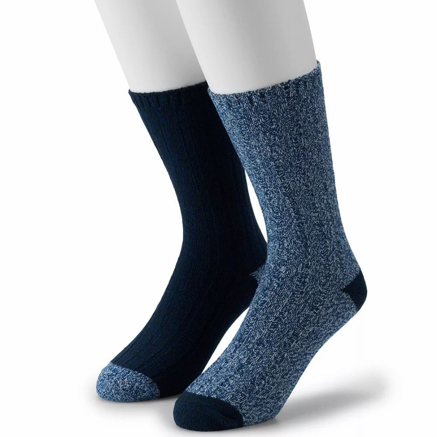 Socks & Hosiery * | Cuddl Duds Socks For Men 2-Pack Twist Ribbed Crew Socks