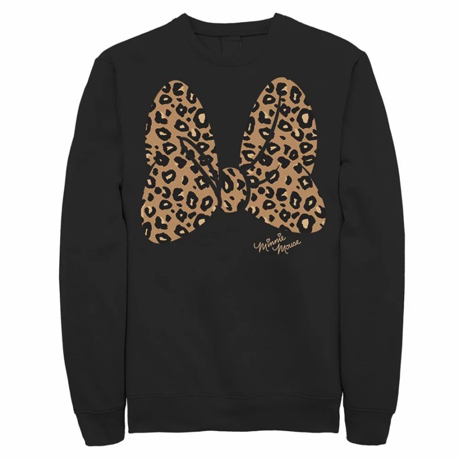 Tops * | Men'S Disney Minnie Mouse Leopard Print Bow Sweatshirt