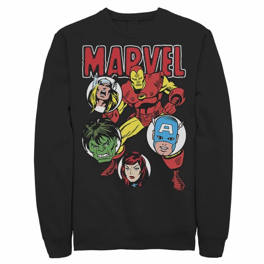 Tops * | Men'S Marvel Avengers Classic Group Shot Circles Sweatshirt