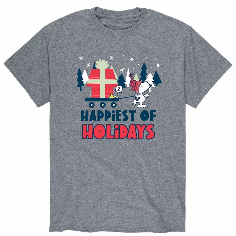 Tops * | Men'S Peanuts Happiest Holidays Tee