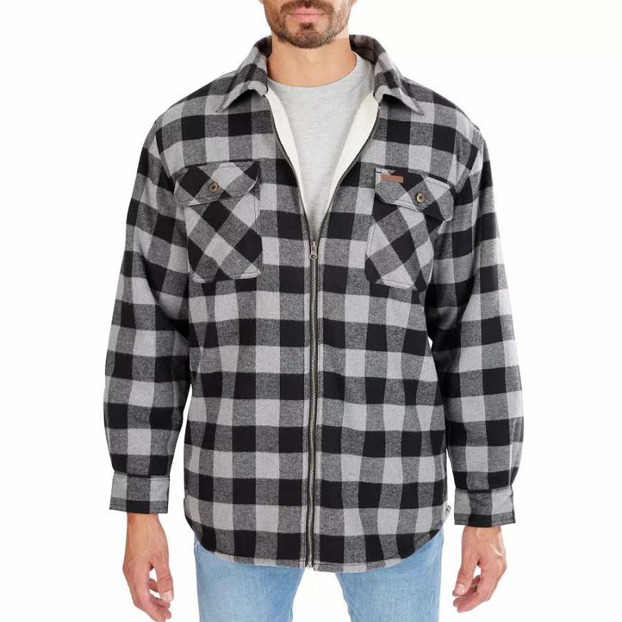 Tops * | Men'S Smith'S Workwear Zip-Front Sherpa-Lined Flannel Shirt Jacket