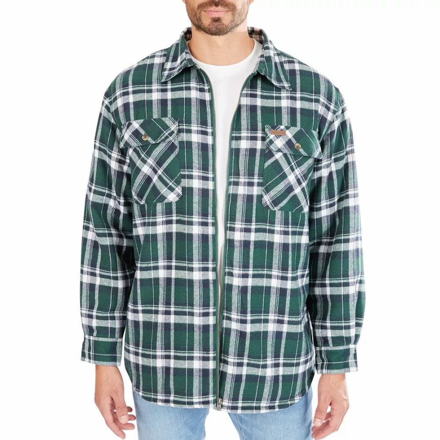 Tops * | Men'S Smith'S Workwear Zip-Front Sherpa-Lined Flannel Shirt Jacket