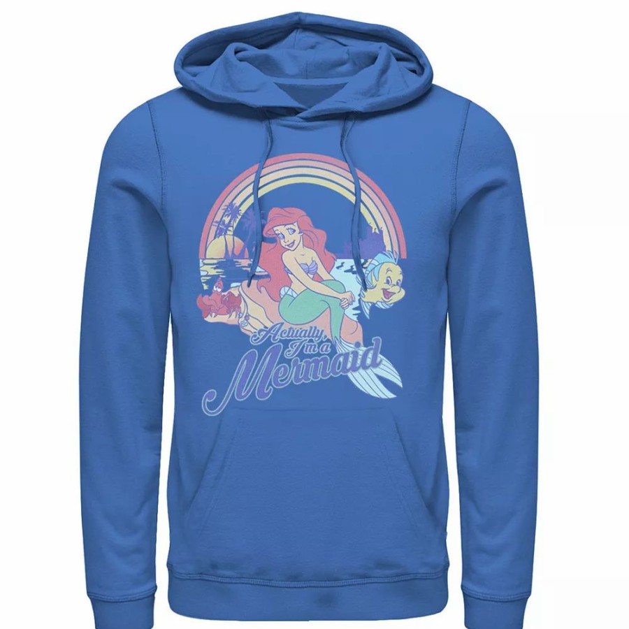 Tops * | Men'S Disney Little Mermaid Pastel Rainbow Retro Hoodie