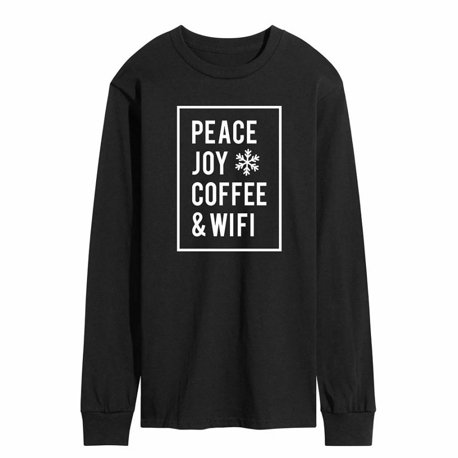 Tops * | Men'S Peace Joy Coffee Wifi Long Sleeve Tee