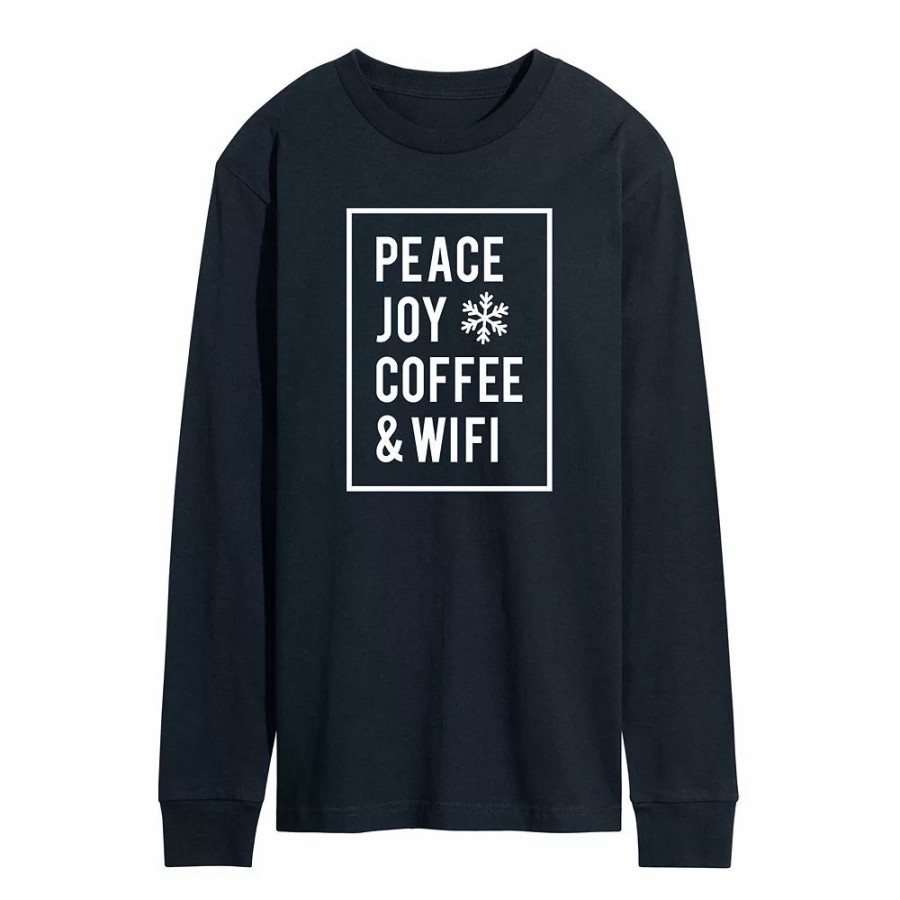 Tops * | Men'S Peace Joy Coffee Wifi Long Sleeve Tee