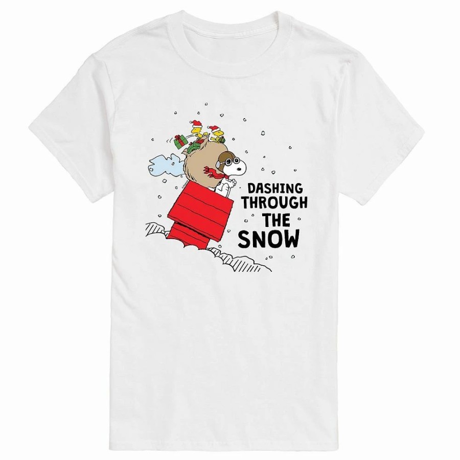 Tops * | Big & Tall Peanuts Dashing Through Snow Tee