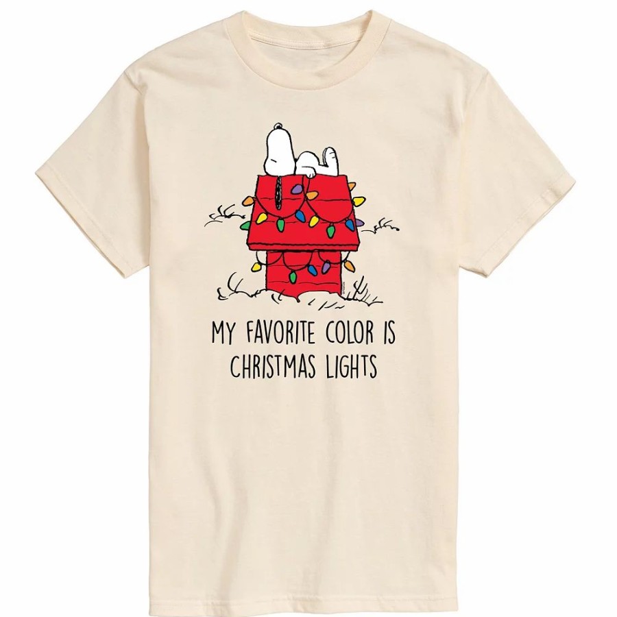 Tops * | Men'S Peanuts Christmas Lights Tee