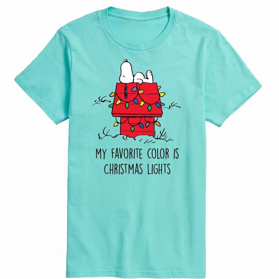 Tops * | Men'S Peanuts Christmas Lights Tee