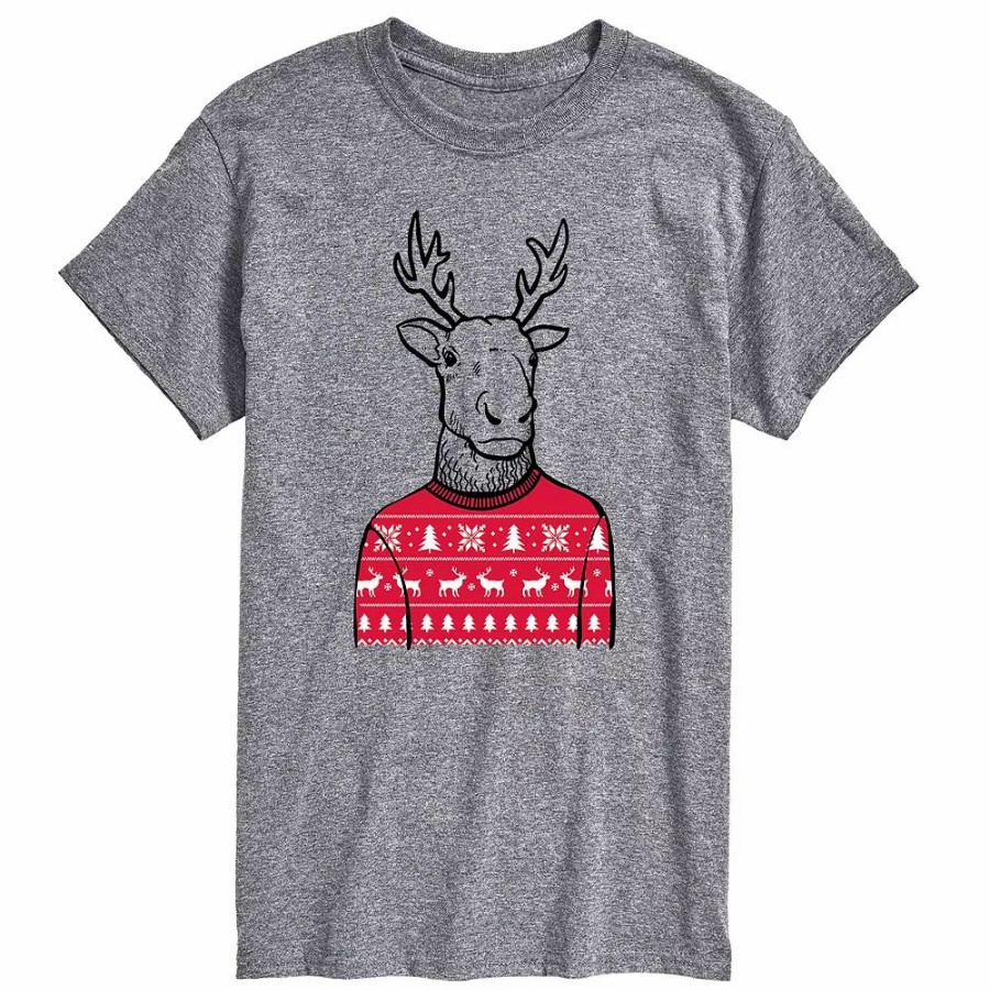 Tops * | Big & Tall Reindeer Sweater Tee